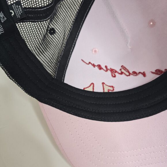 True Religion Pink w/ Black Mesh Adjustable Snapback Trucker Hat Cap One Size - Picture 6 of 12